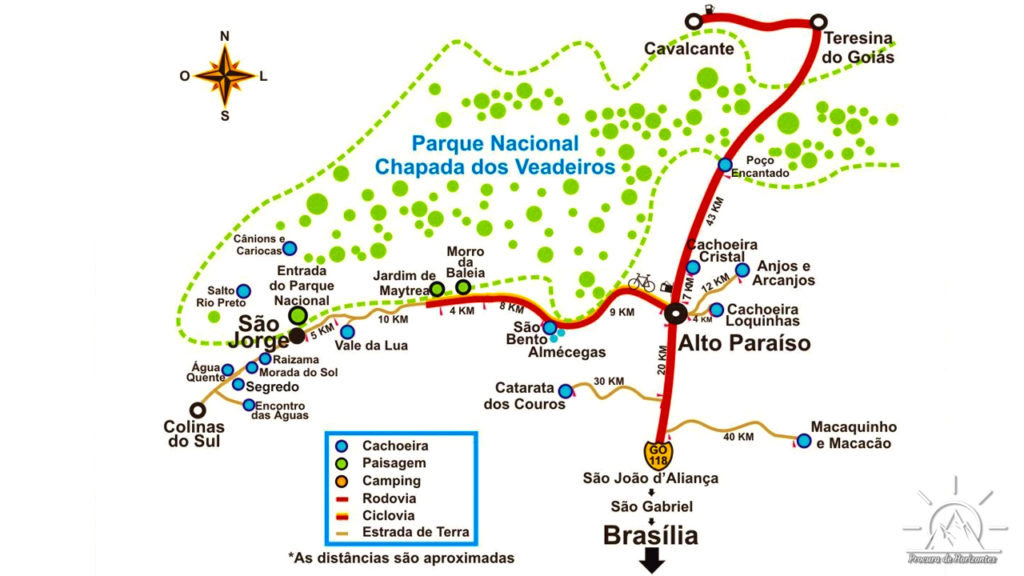 mapa chapada veadeiros